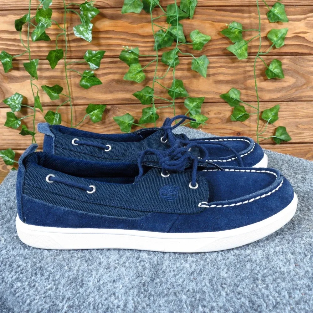 Timberland Earthkeepers Kids Boat Shoe Size 4.5 Casual‎ Navy Blue Suede Canvas